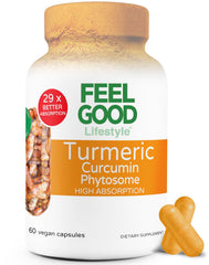 FeelGood Turmeric Curcumin Phytosome Capsules bottle - front view