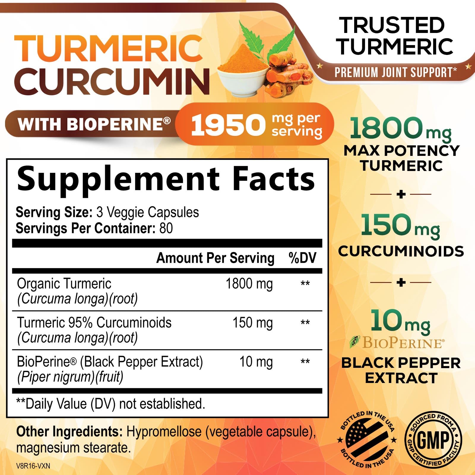 Close-up of organic turmeric root and powder