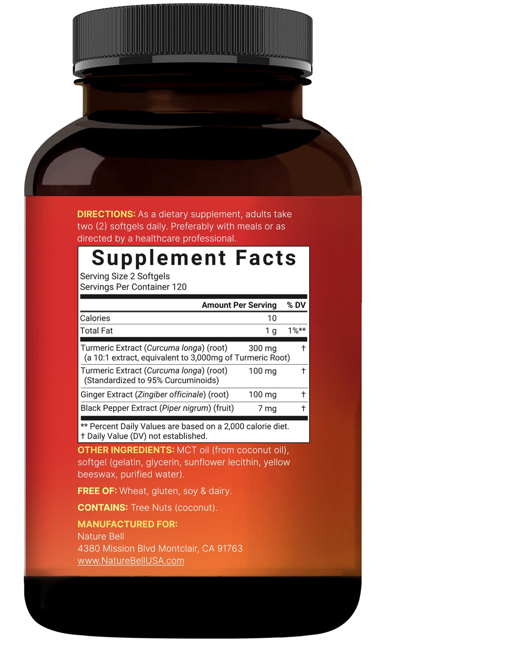 Non-GMO, gluten-free, dairy-free turmeric supplement with third-party testing