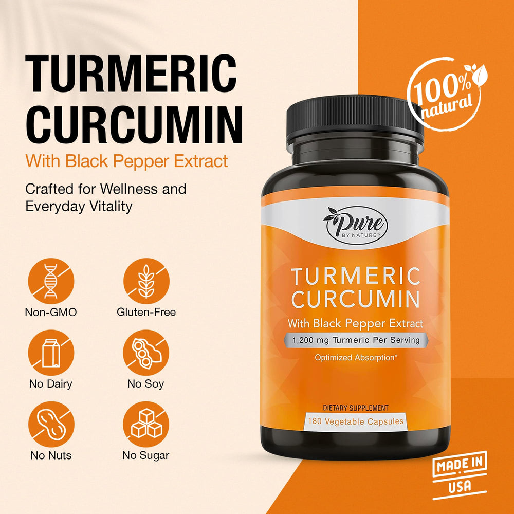 Turmeric Curcumin with Black Pepper Extract bottle label and ingredients
