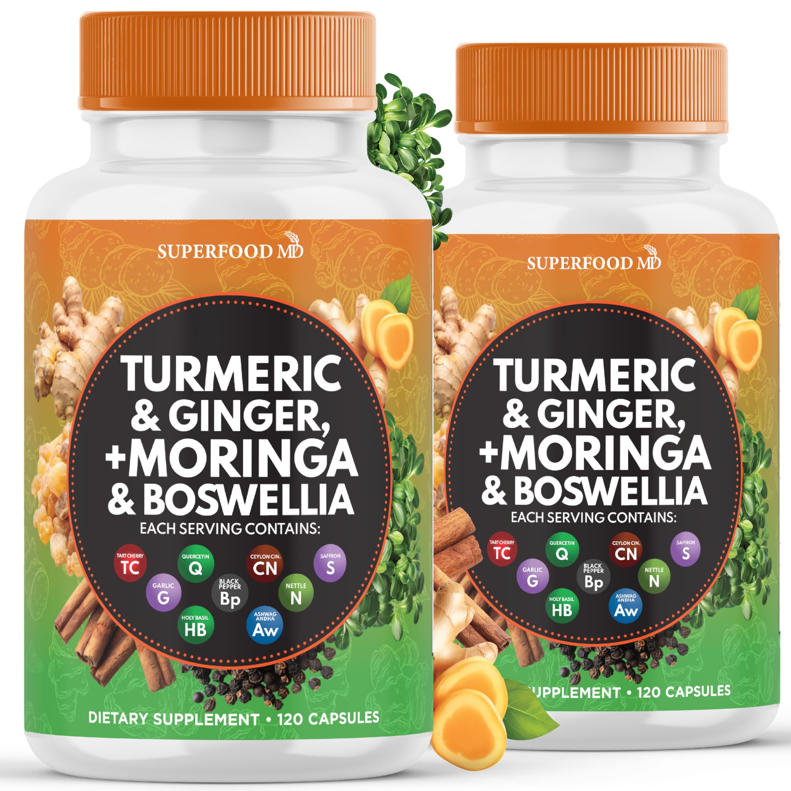 Turmeric Moringa supplement bottle