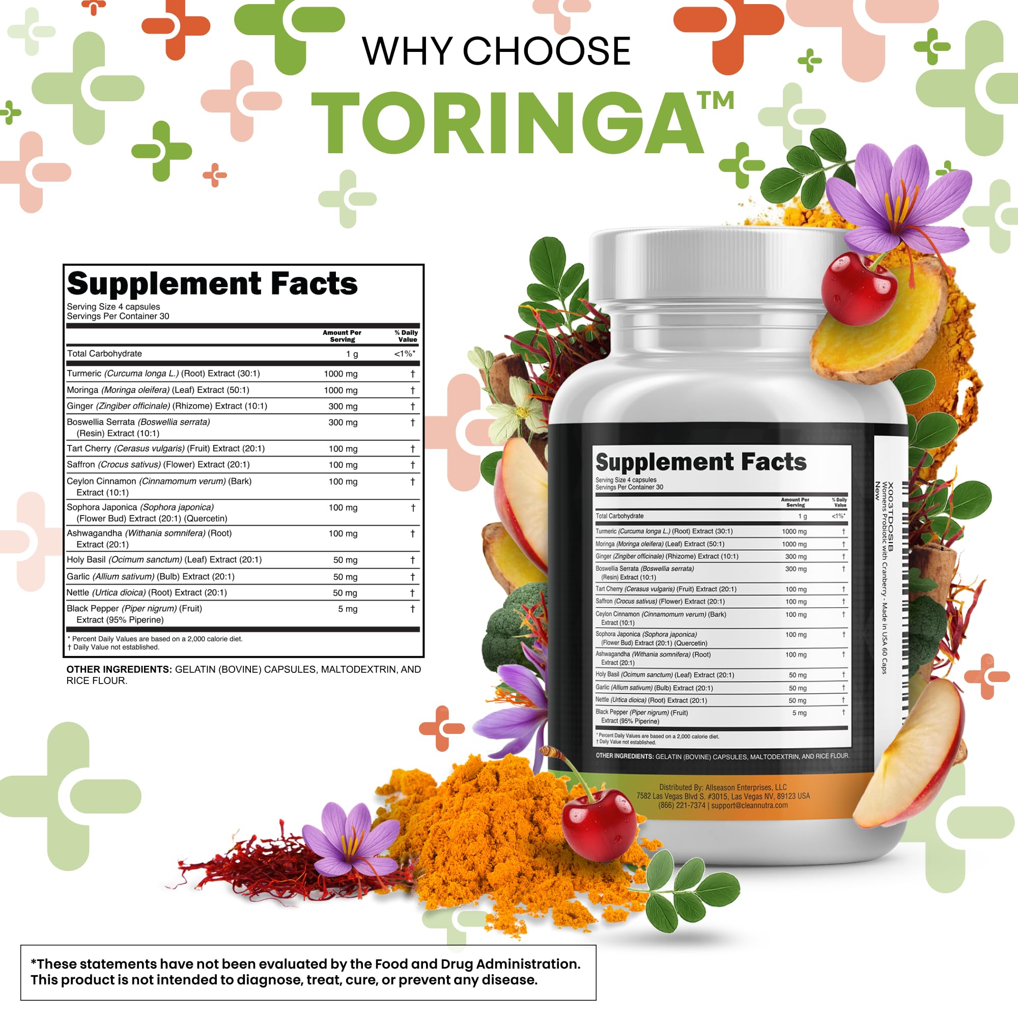 Daily dosage capsules arrangement for the 4-capsule serving