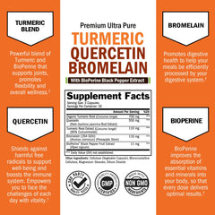 Ingredients panel showing turmeric, quercetin, bromelain