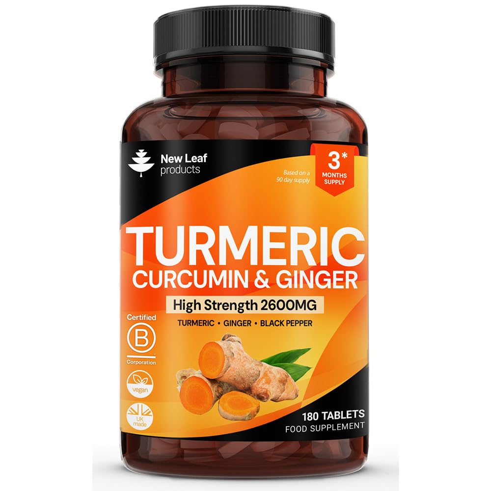 Bottle of Turmeric Tablets with Black Pepper & Ginger - front view