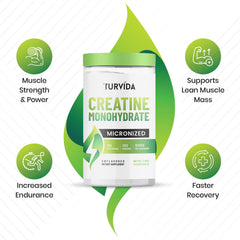 Pure micronized creatine powder (unflavored) in container