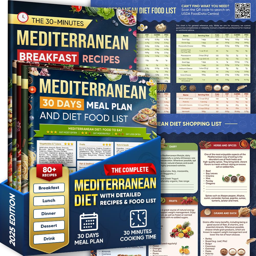 TUSGOR Mediterranean breakfast brochure highlights quick, heart-healthy breakfast ideas.