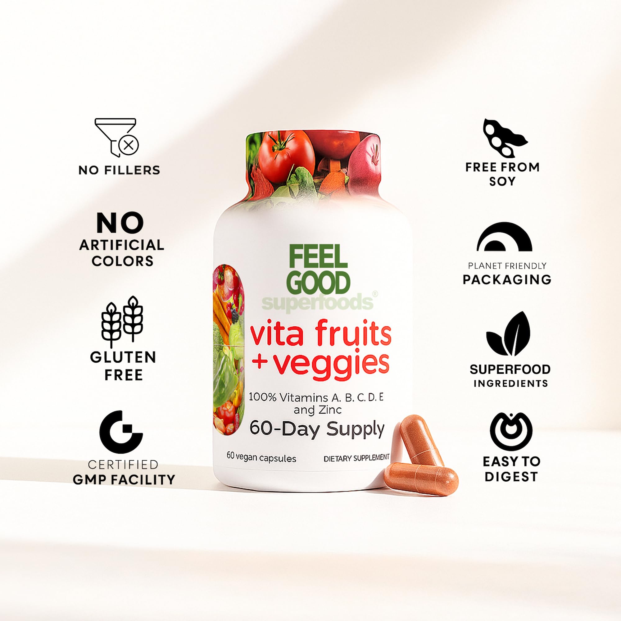 Blend of 25 organic fruits and vegetables on product label