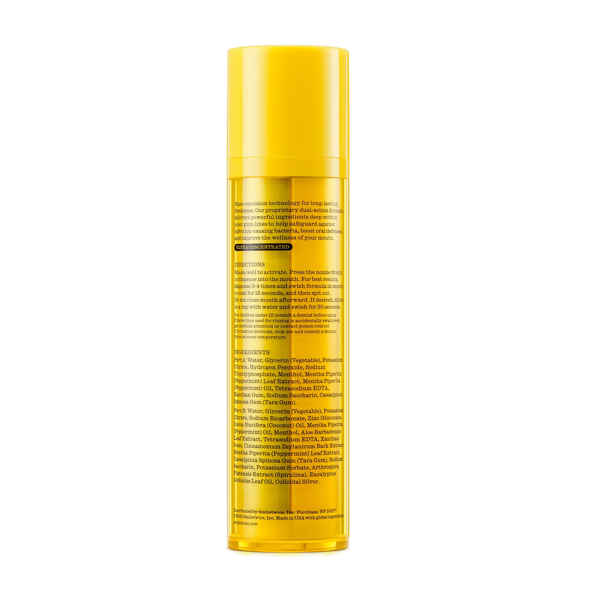 Product label detailing mint flavor and clean formula for Twice Twice Immunity Rinse