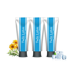Twin Lotus Herbal Aqua Cool toothpaste tube on white background