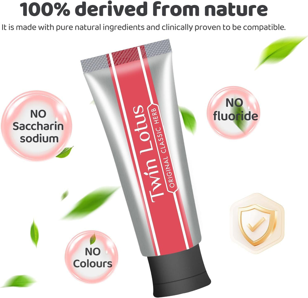 Fluoride-free label on Twin Lotus toothpaste