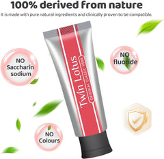 Fluoride-free label on Twin Lotus toothpaste