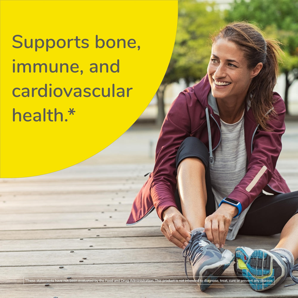Graphic illustrating bone and heart health benefits