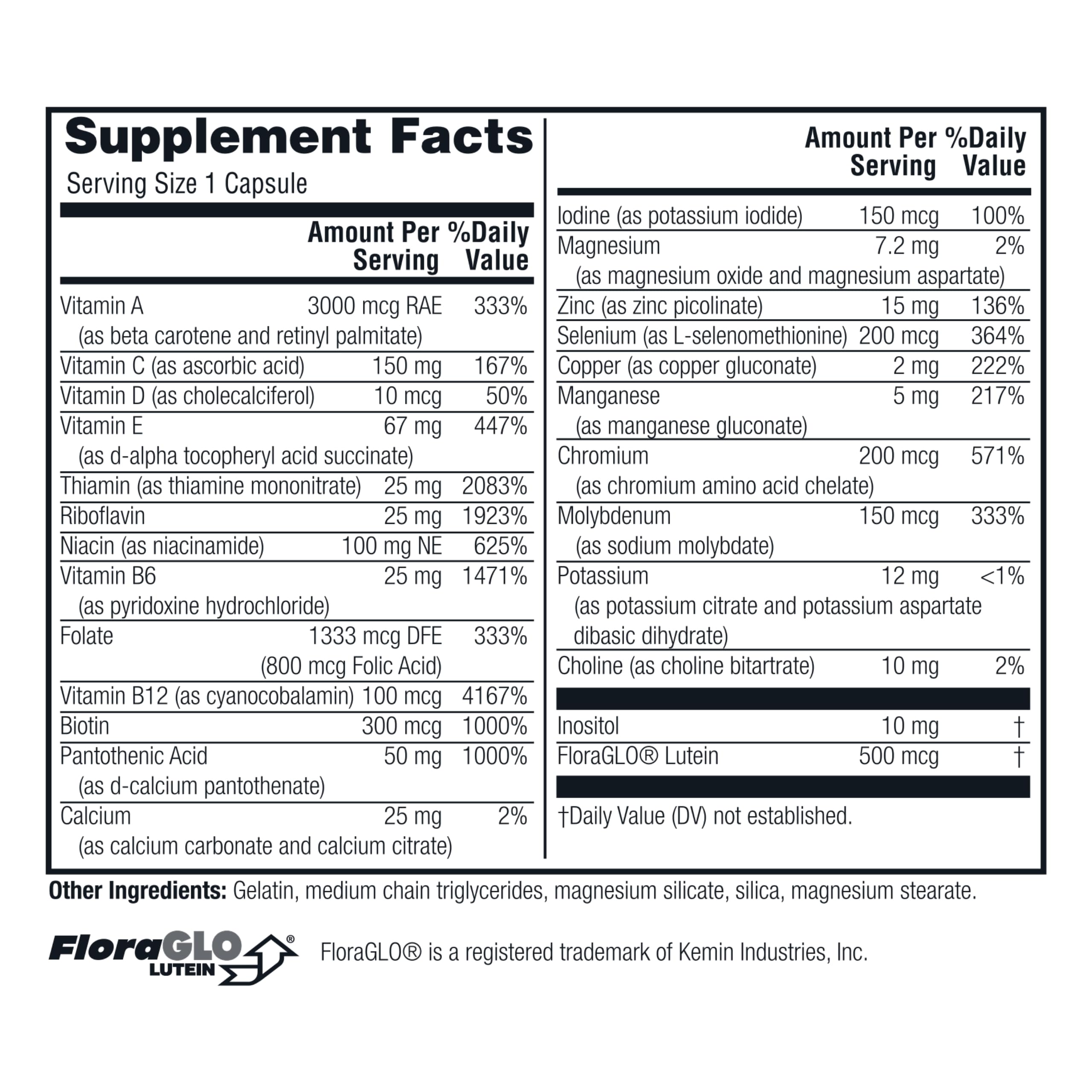 Back view of Twinlab Daily One Caps Without Iron 2-pack