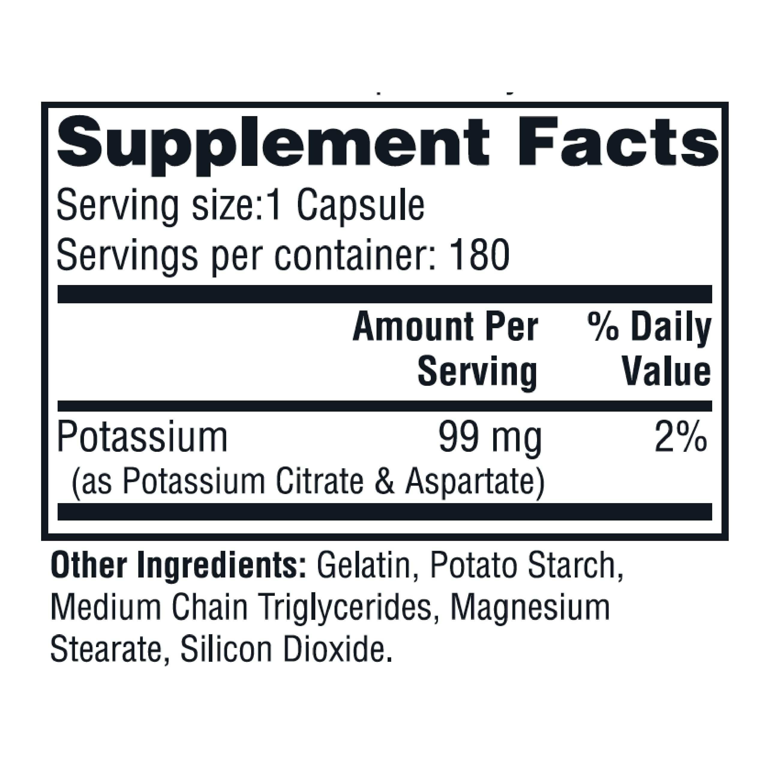 Close-up of Twinlab Potassium Caps bottle label
