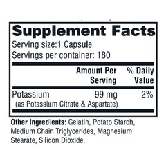 Close-up of Twinlab Potassium Caps bottle label