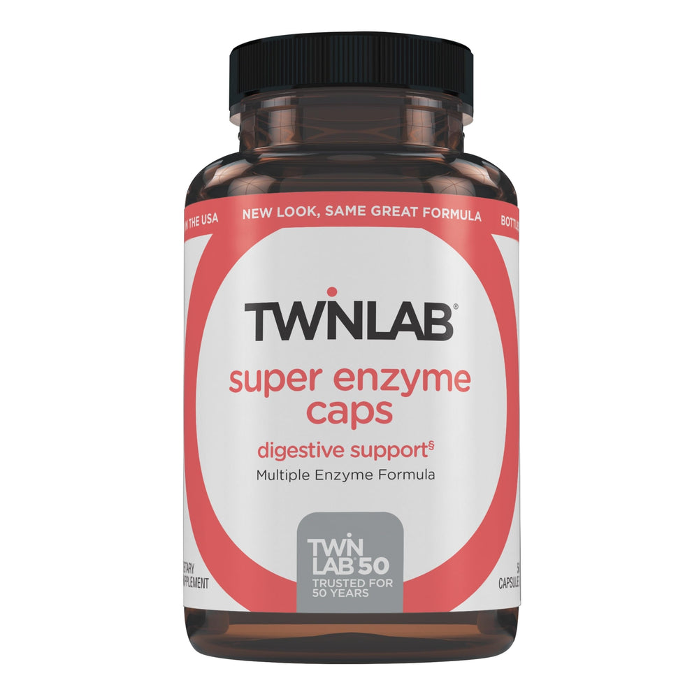 Twinlab Super Enzyme Caps bottle front view