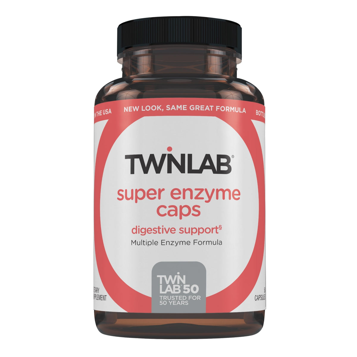 Twinlab Super Enzyme Caps bottle front view