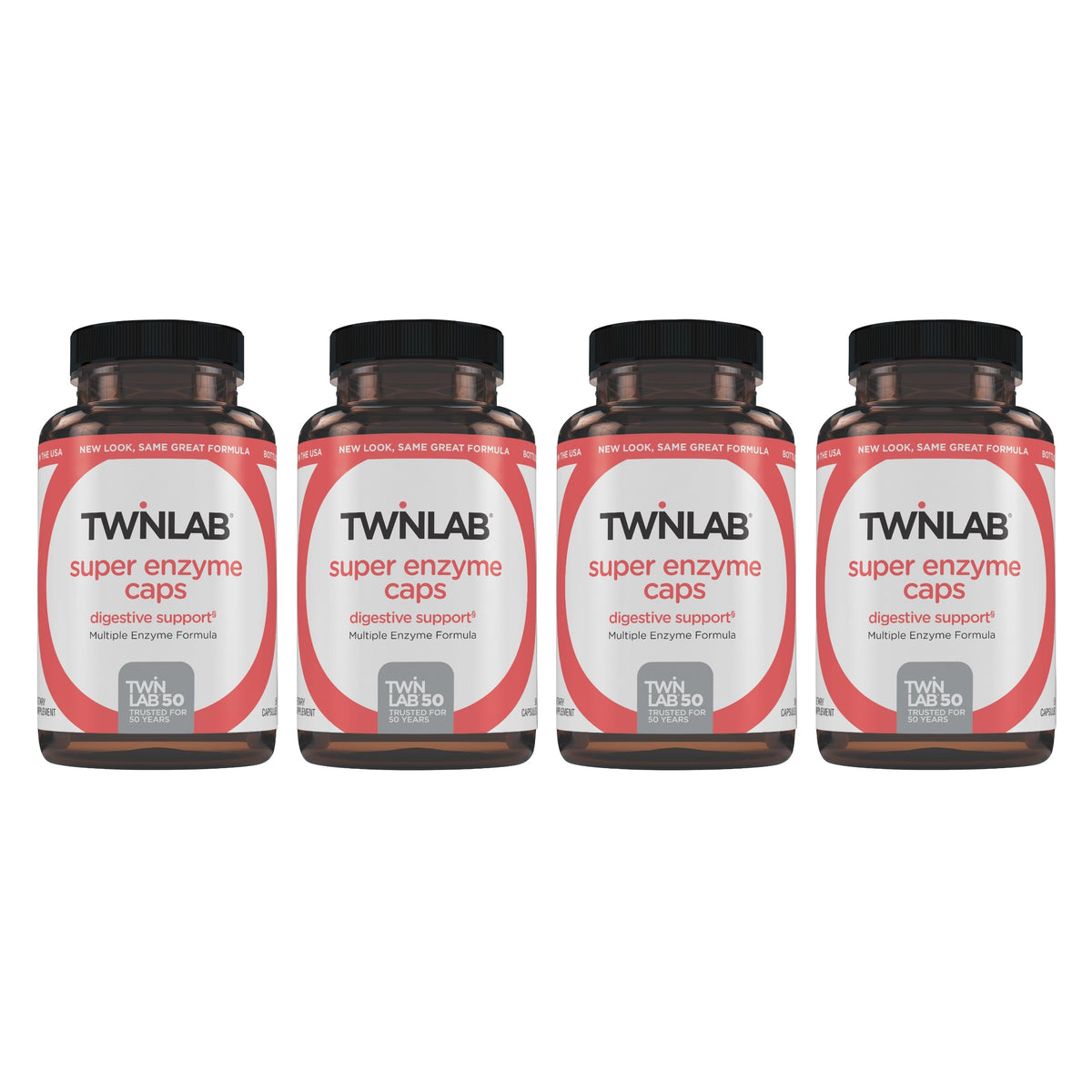 Bottle of Twinlab Super Enzyme Caps with label