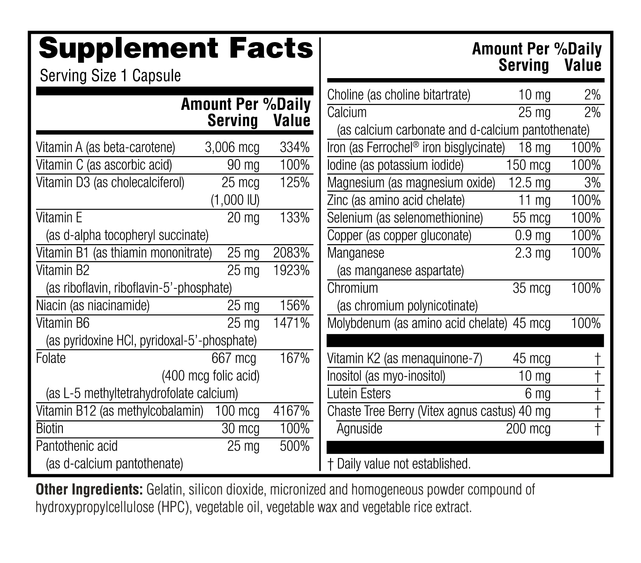 Packaging of Twinlab TWL Women's Daily One 60 ct multivitamin