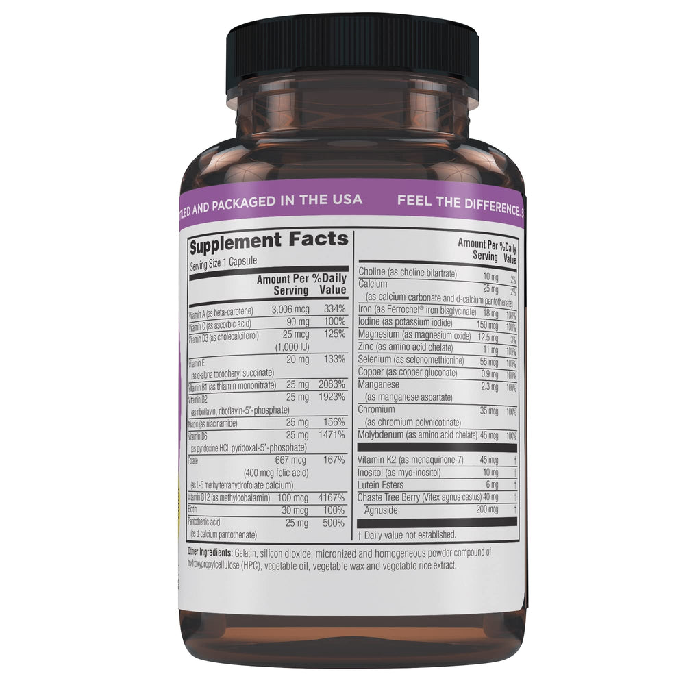 Close-up of the label on Twinlab TWL Women's Daily One 60 ct bottle