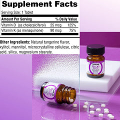 Back view of Twinlab Vit D3 1000 & K2 Dots 3-pack