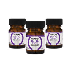 Front view of Twinlab Vit D3 1000 & K2 Dots 3-pack