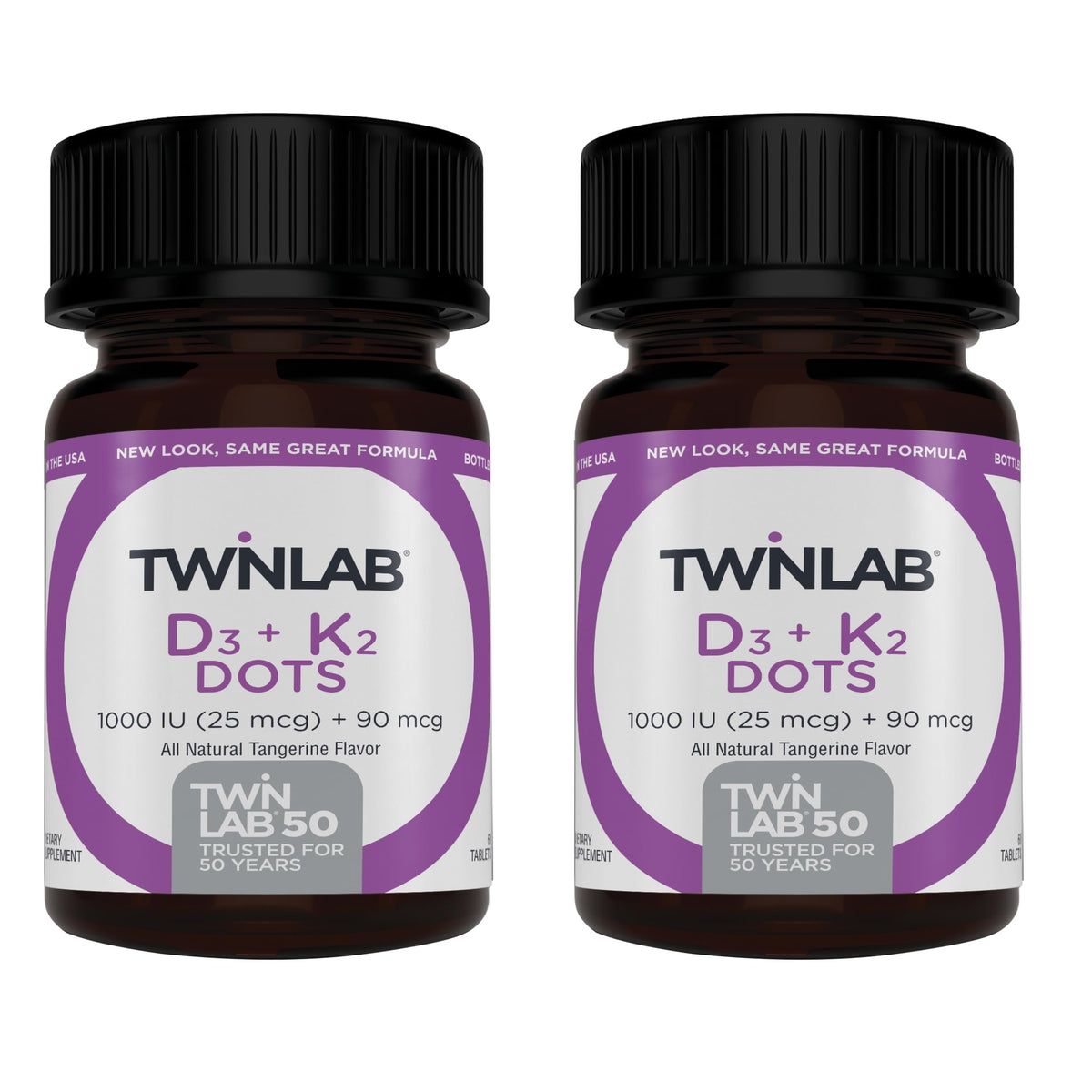 Twinlab Vitamin D3 1000 + K2 Dots bottle label