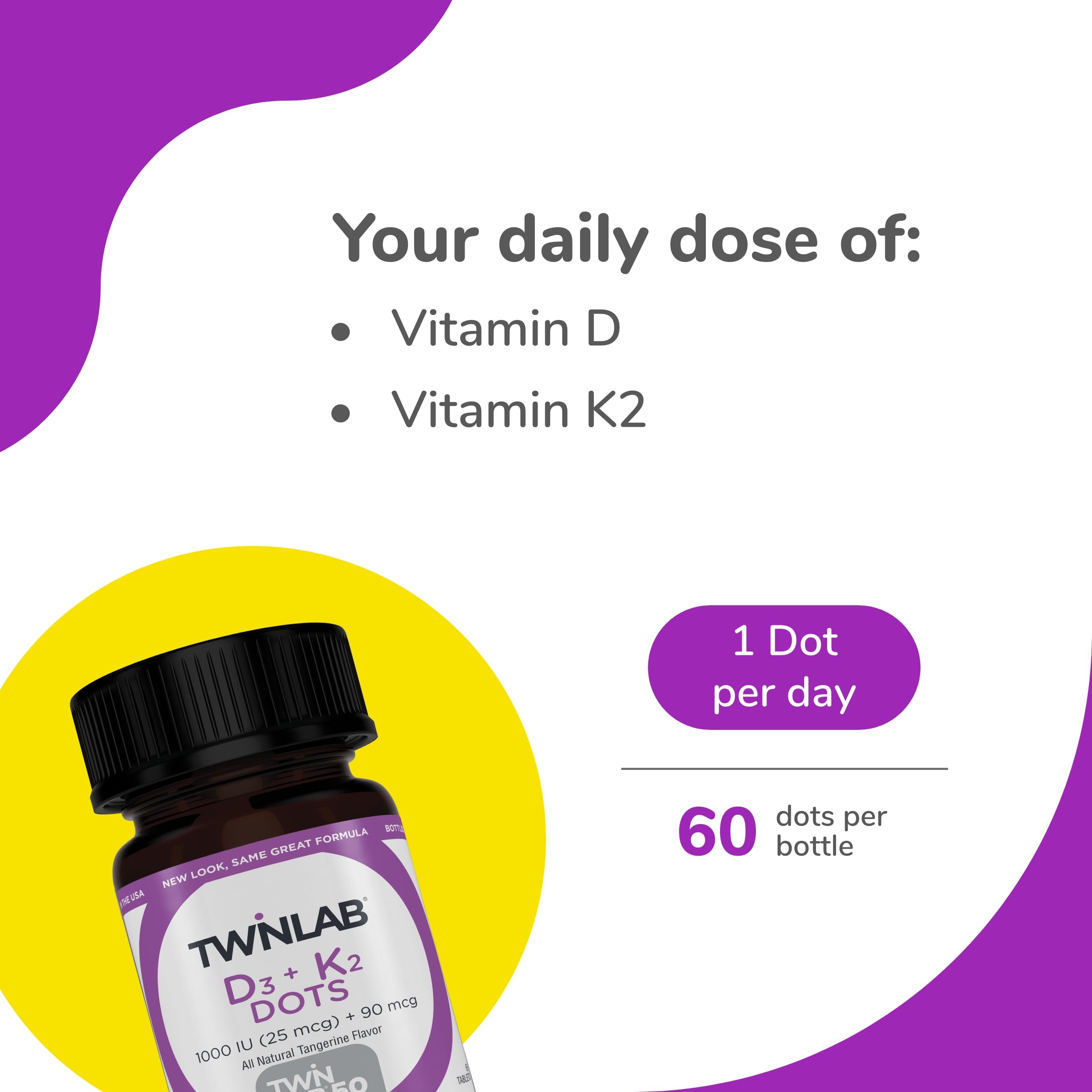 Tablets arranged with vitamin D3 and K2 ingredients