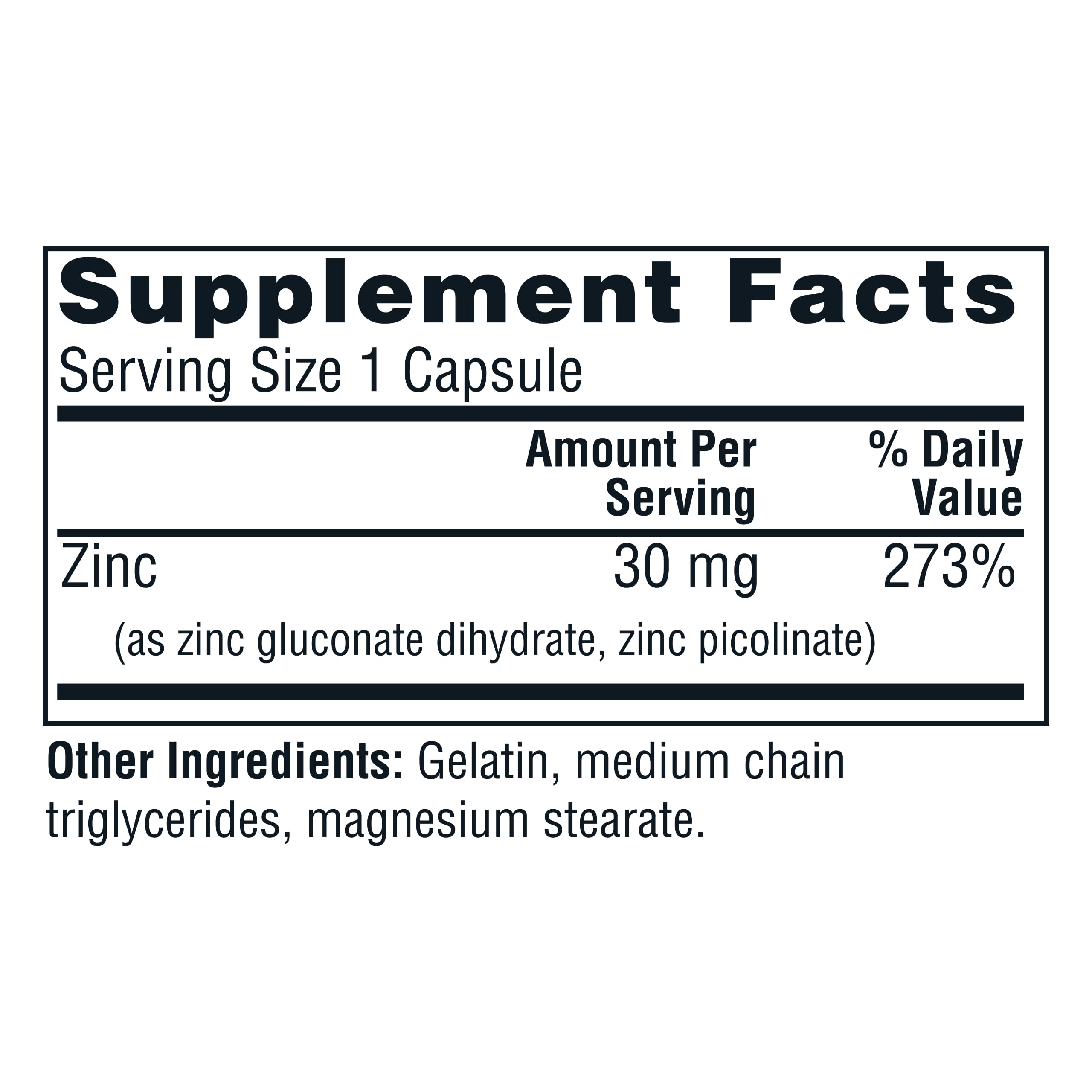Zinc Caps supplement bottle on white background