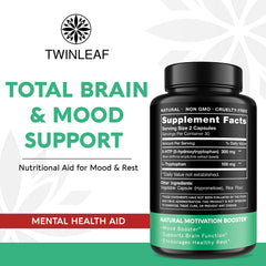 Close-up of TwinLeaf 5-HTP capsules