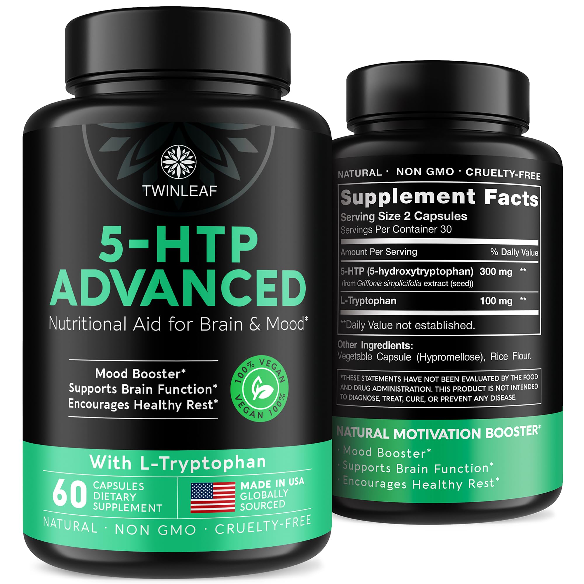 TwinLeaf 5-HTP Mood Support capsules bottle