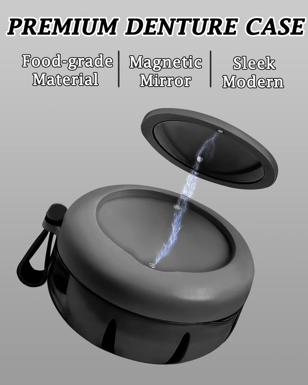 Twist lid with silicone seal for leak-proof denture case