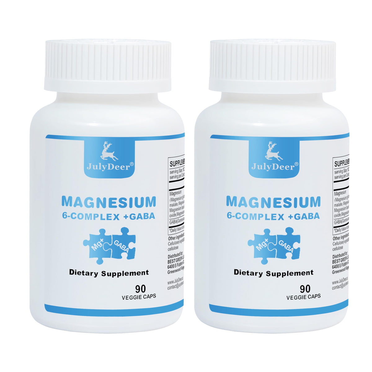 Front label view of Two Bottles Sixfold Magnesium Complex