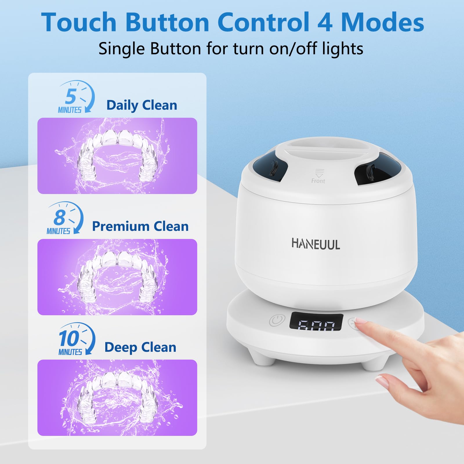 Control panel with two buttons for operation