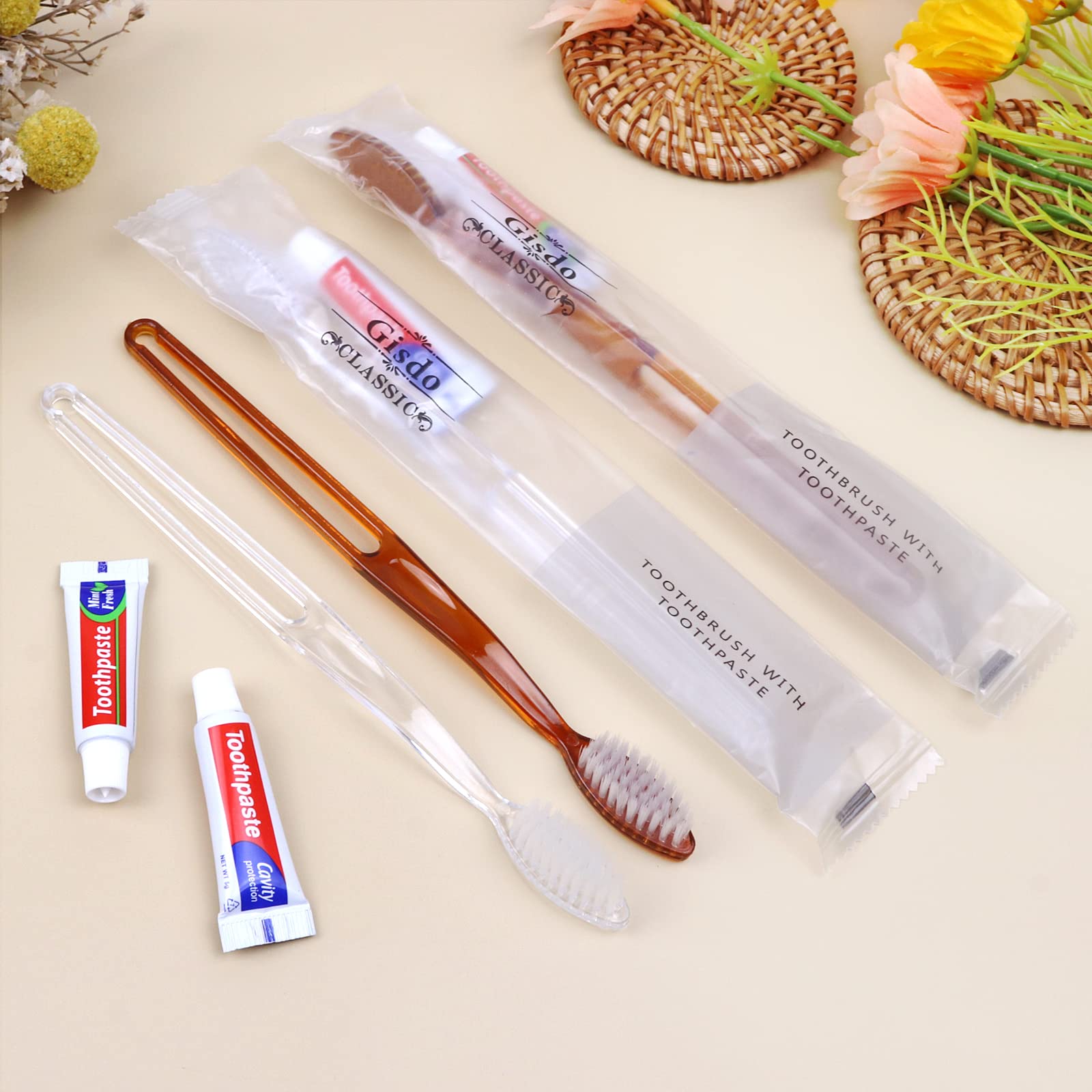 Medium-soft bristle toothbrushes in two colors