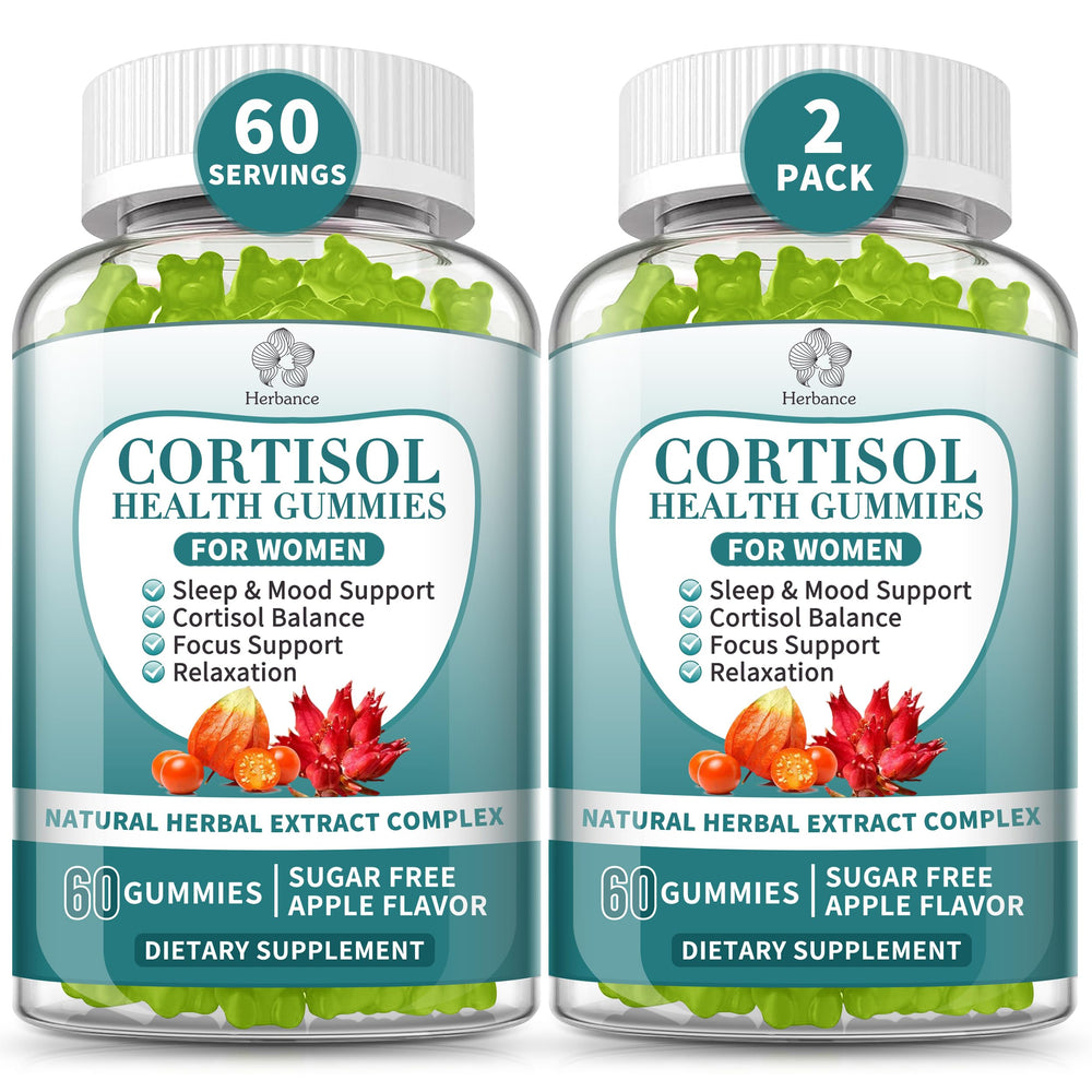 Two-pack cortisol gummies for women bottle with label