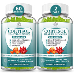 Two-pack cortisol gummies for women bottle with label