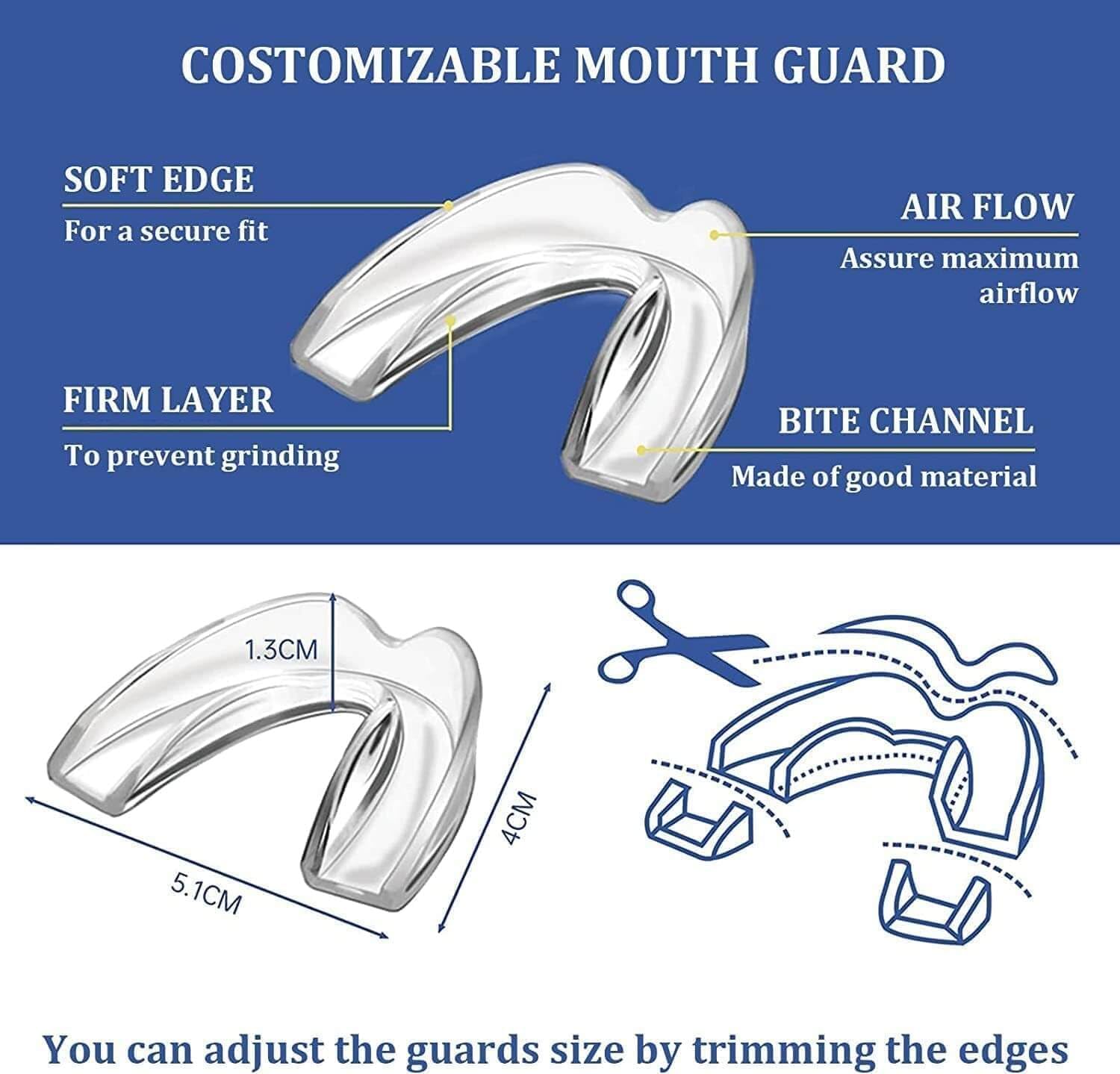 Mouth guard available in two sizes for kids and adults