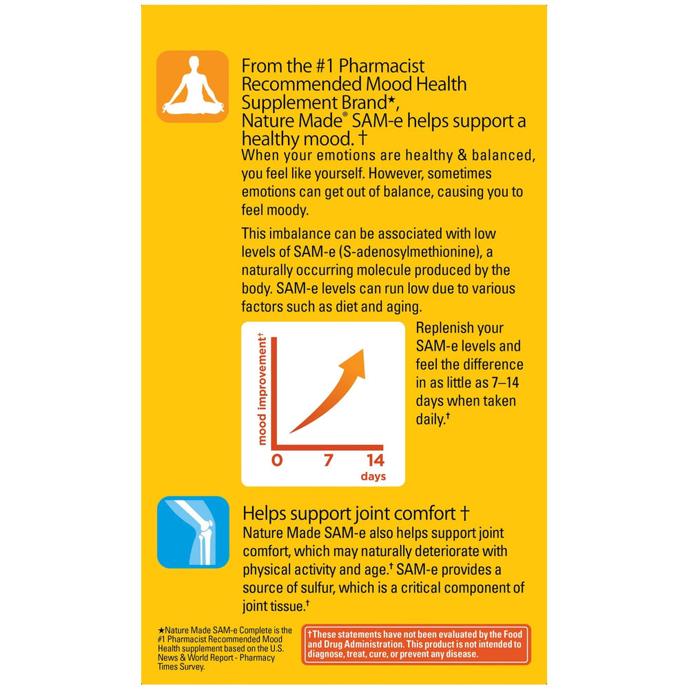 Two tablets daily dosage for SAM-e mood support
