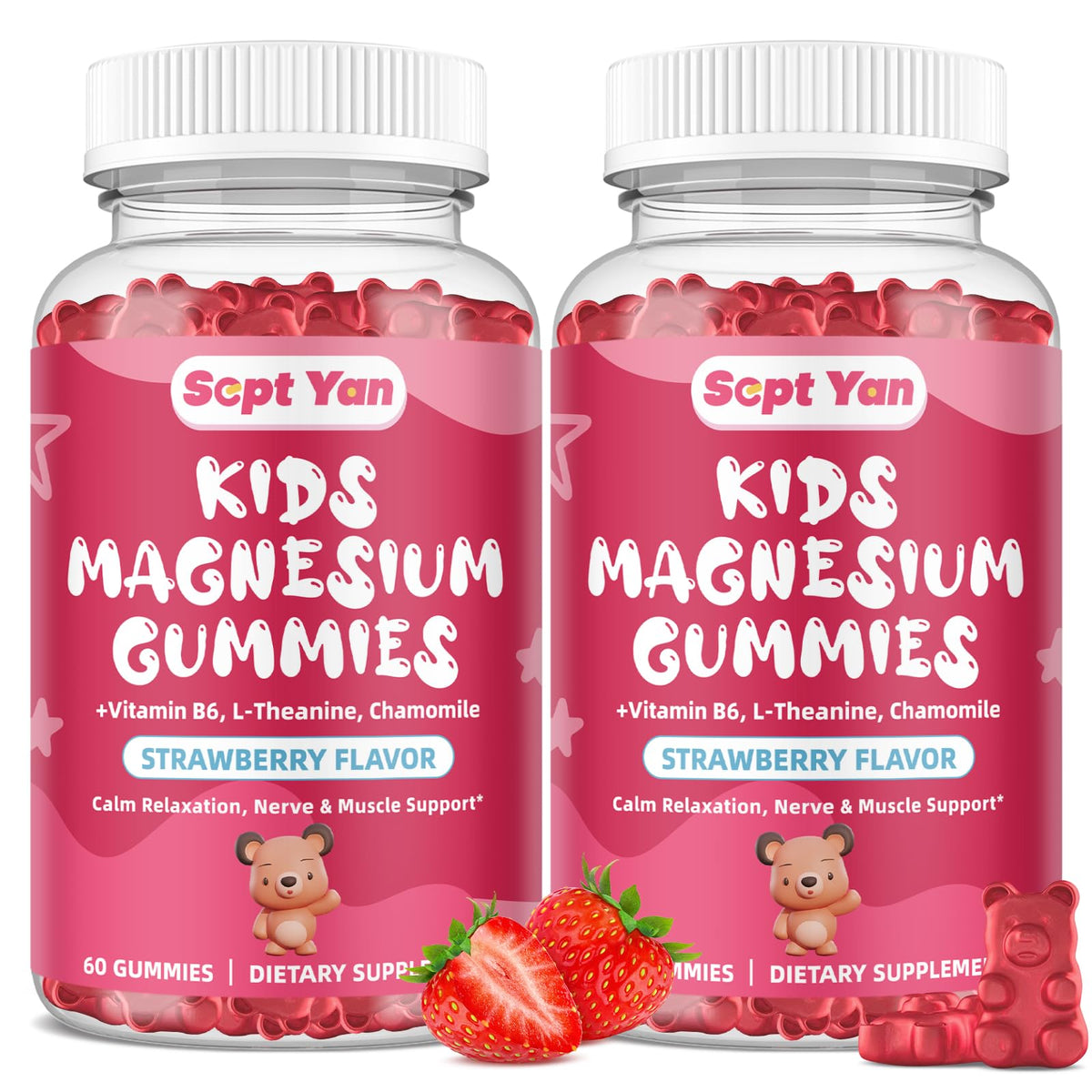 Two-pack Magnesium Gummies for Kids strawberry flavor - box front
