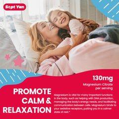 Supplement blend concept featuring Magnesium, Vitamin B6, L-Theanine, Chamomile and Lemon Balm