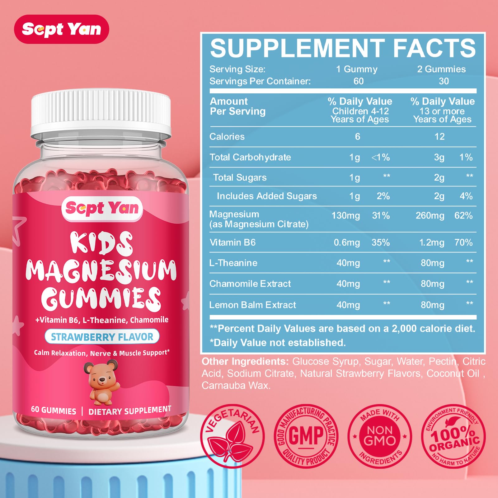 Sleep and relaxation gummies for kids and adults - calm magnesium concept