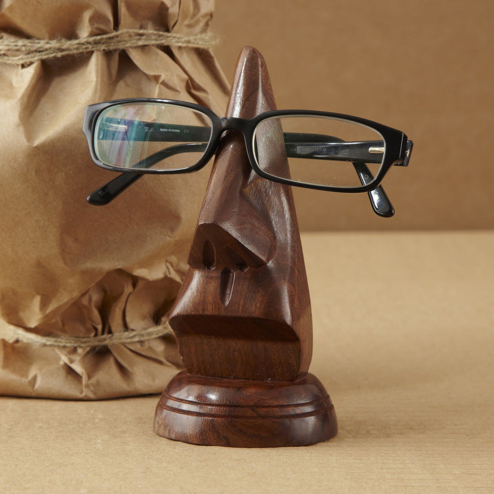 Close-up of Chesham Wood finish on nose eyeglass holder