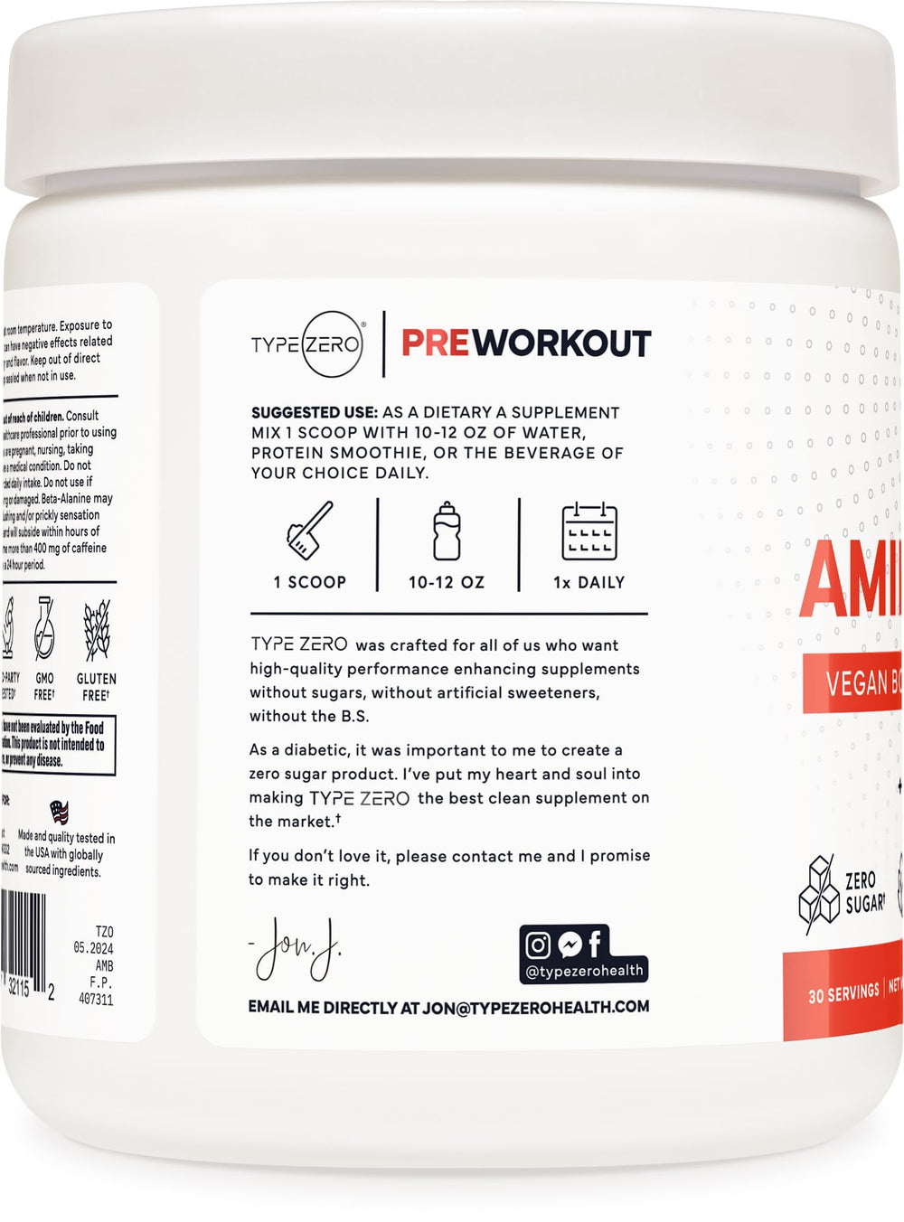 Type Zero AminoBurn lab tested packaging signals quality and safety