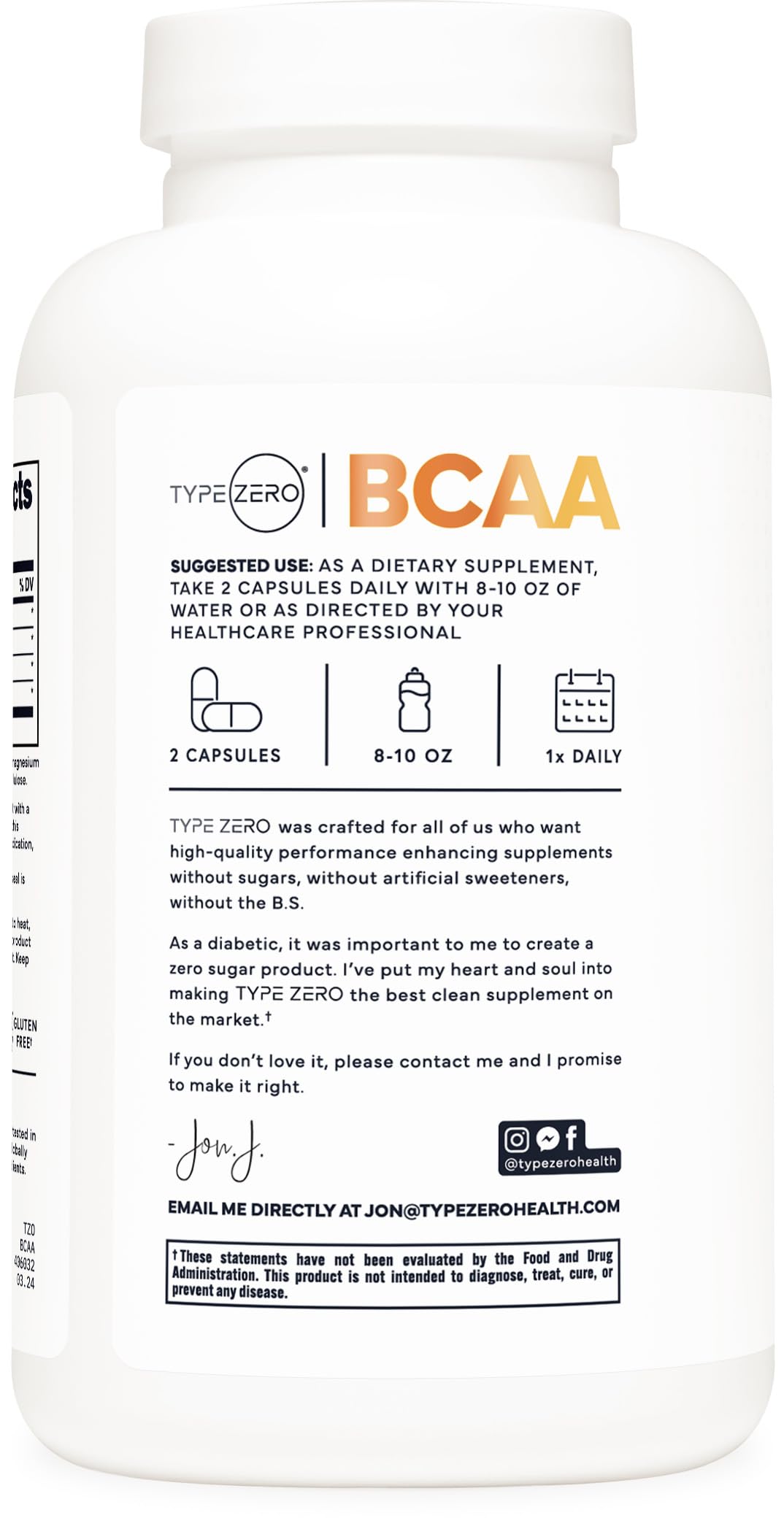 Close-up of Type Zero BCAA 1000mg capsules