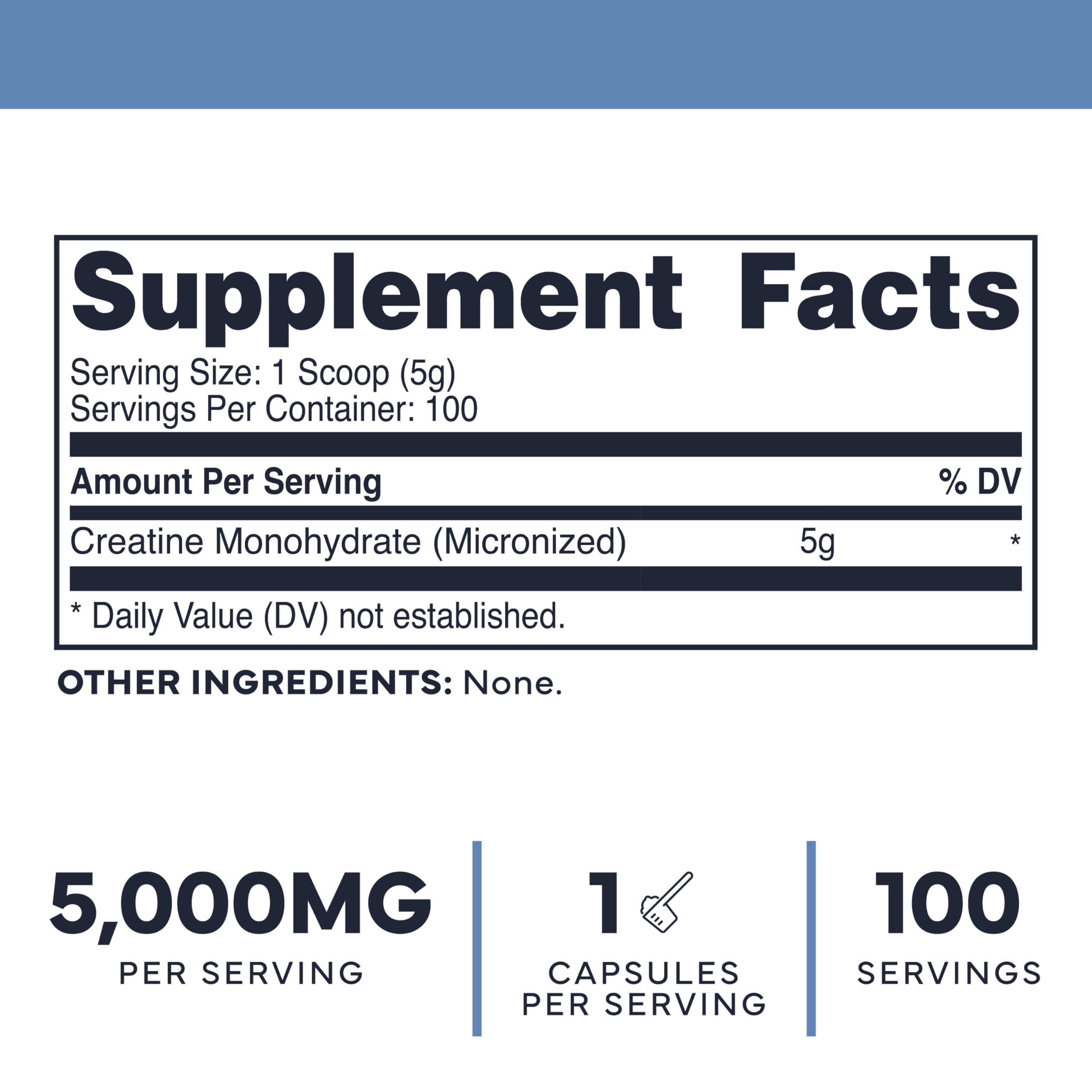Back of Type Zero Creatine Monohydrate 500g packaging with nutritional info