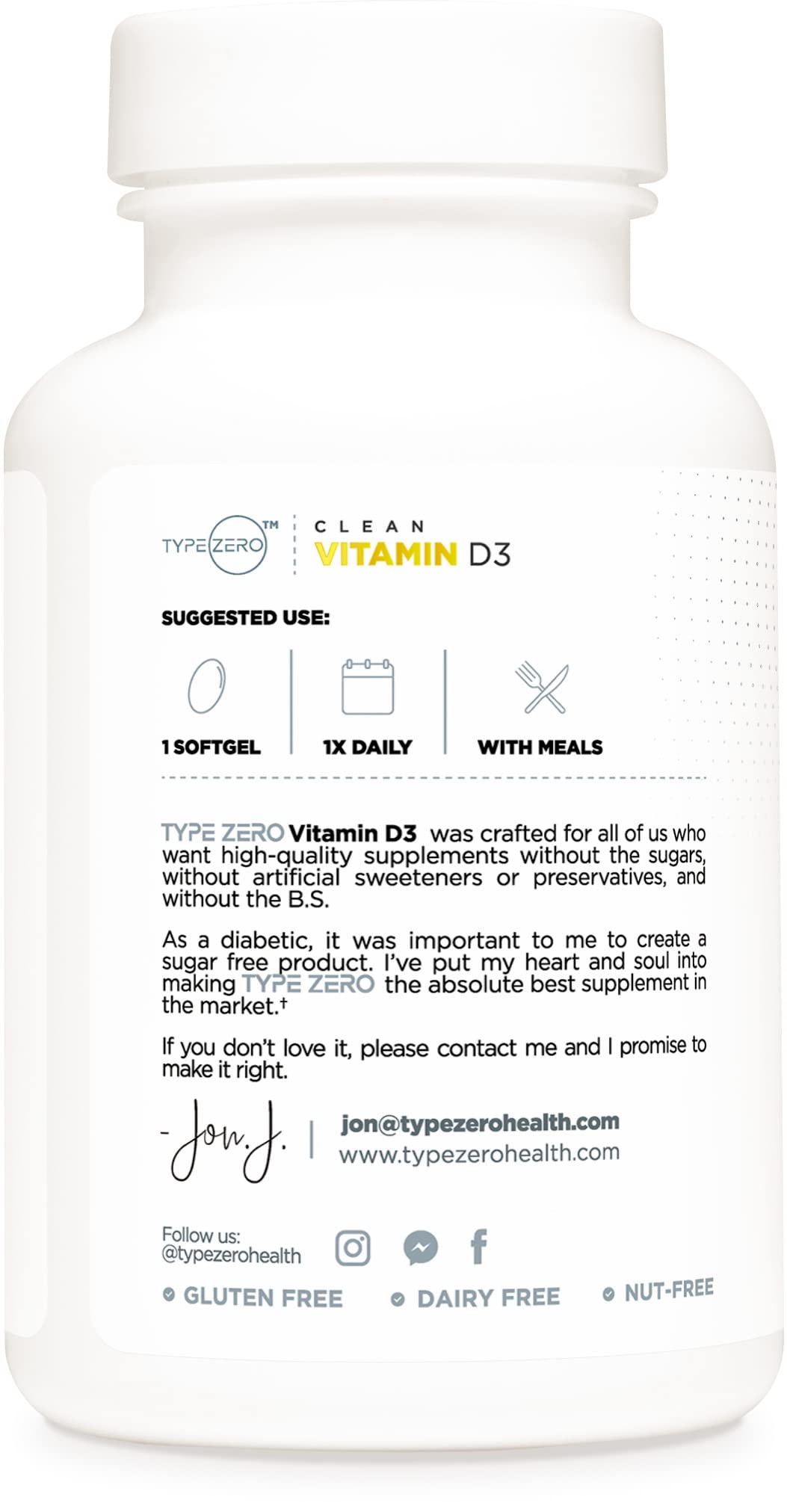 Type Zero Vitamin D3 bottle with packaging