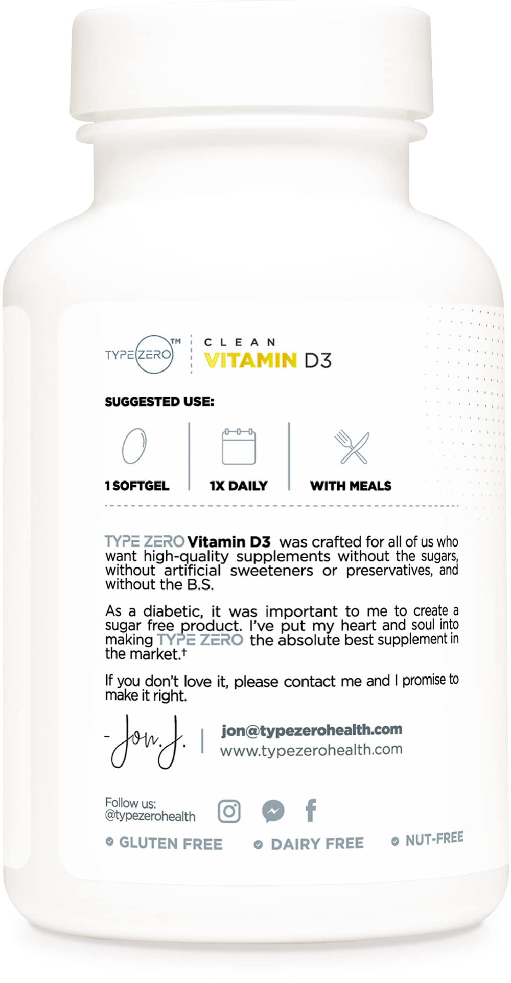 Type Zero Vitamin D3 bottle with packaging