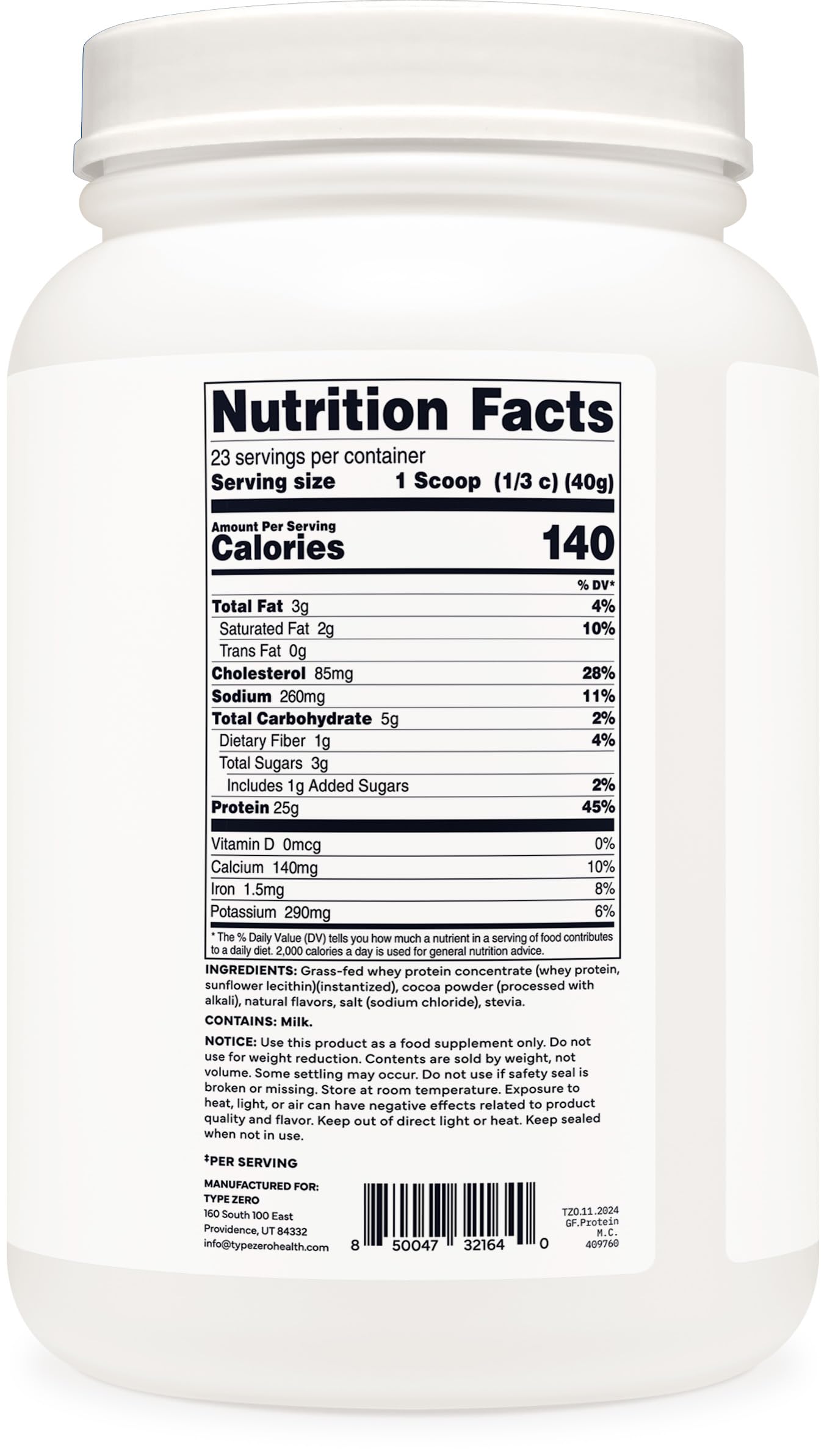 Type Zero packaging featuring gluten-free label signaling safe gluten-free protein