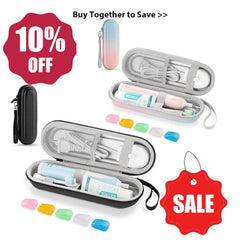 TYSORETY 5-piece toothbrush head covers and travel case in black and gradient
